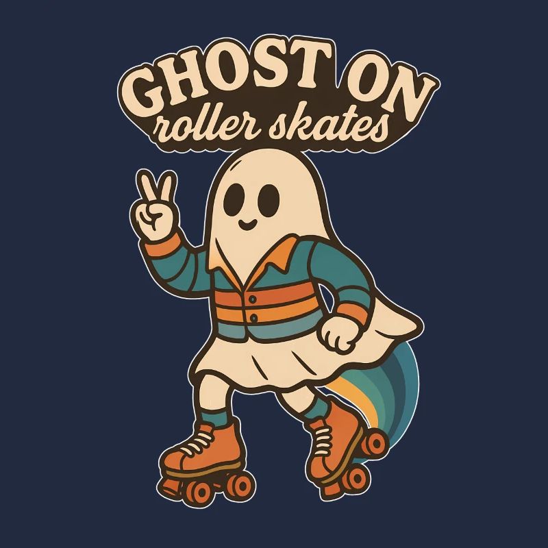 Ghost on roller skates with peace sign