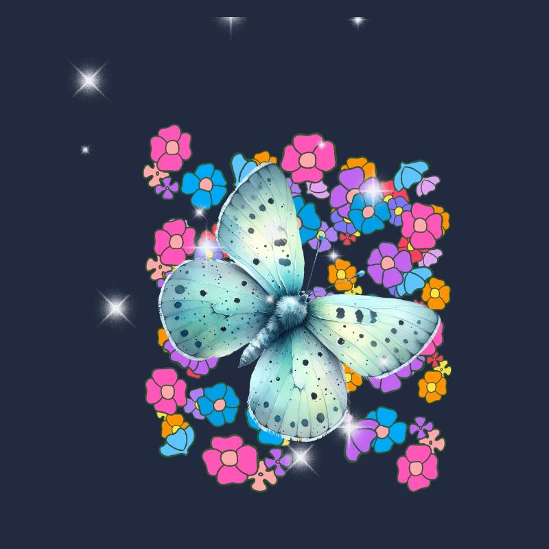 Retro butterfly flowers 60s