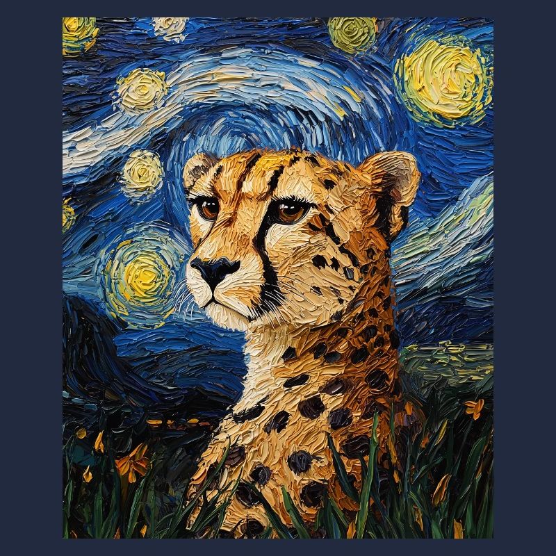 Cheetah Leopard Van Gogh Style Starry