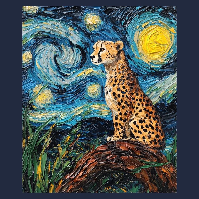 Guépard Léopard Style Van Gogh Étoilé