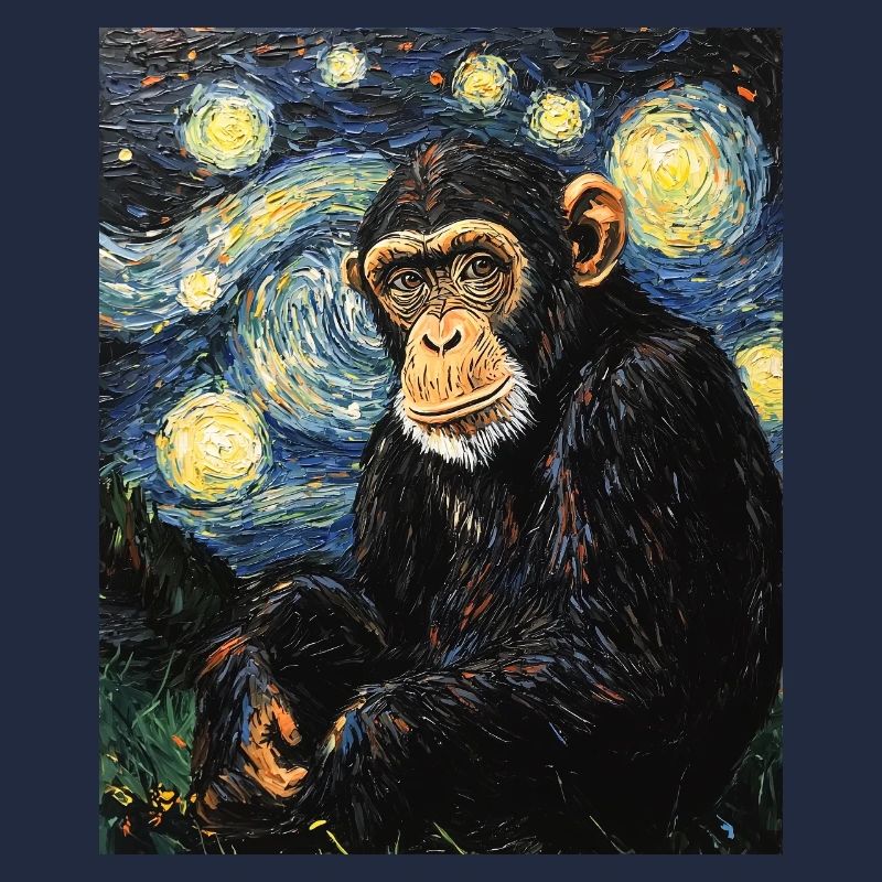 Monkey Chimpanzee Van Gogh Style Starry