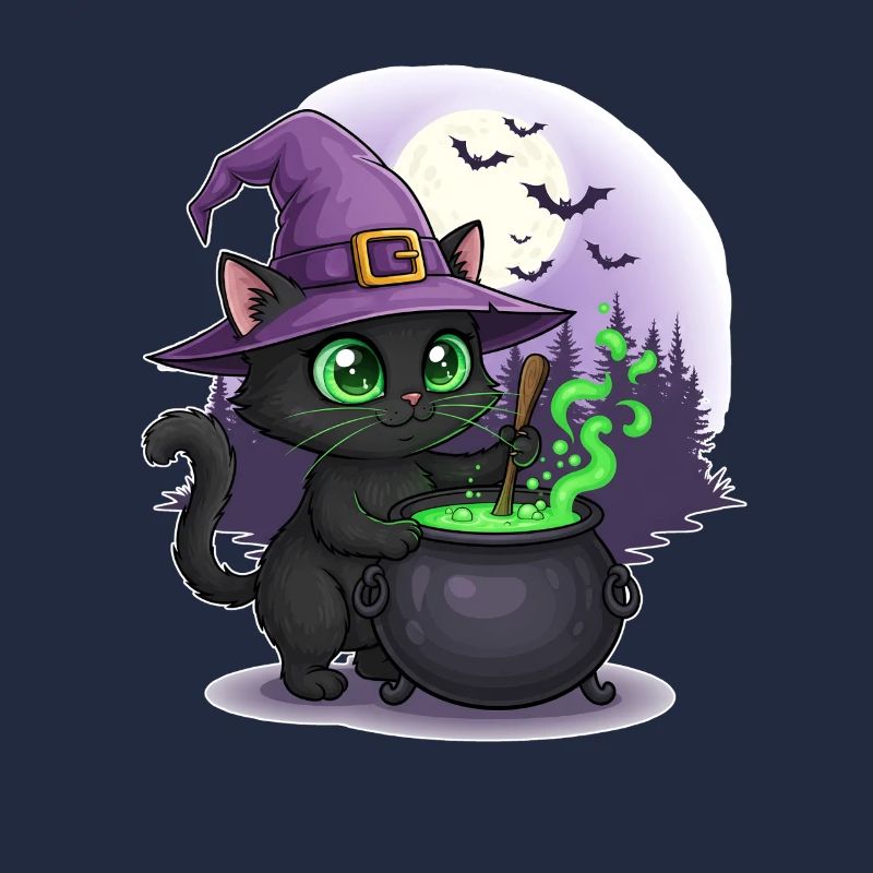 Sort de chat magique au clair de lune