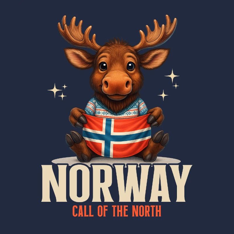 Orignal de Norvège avec drapeau – Appel du Nord