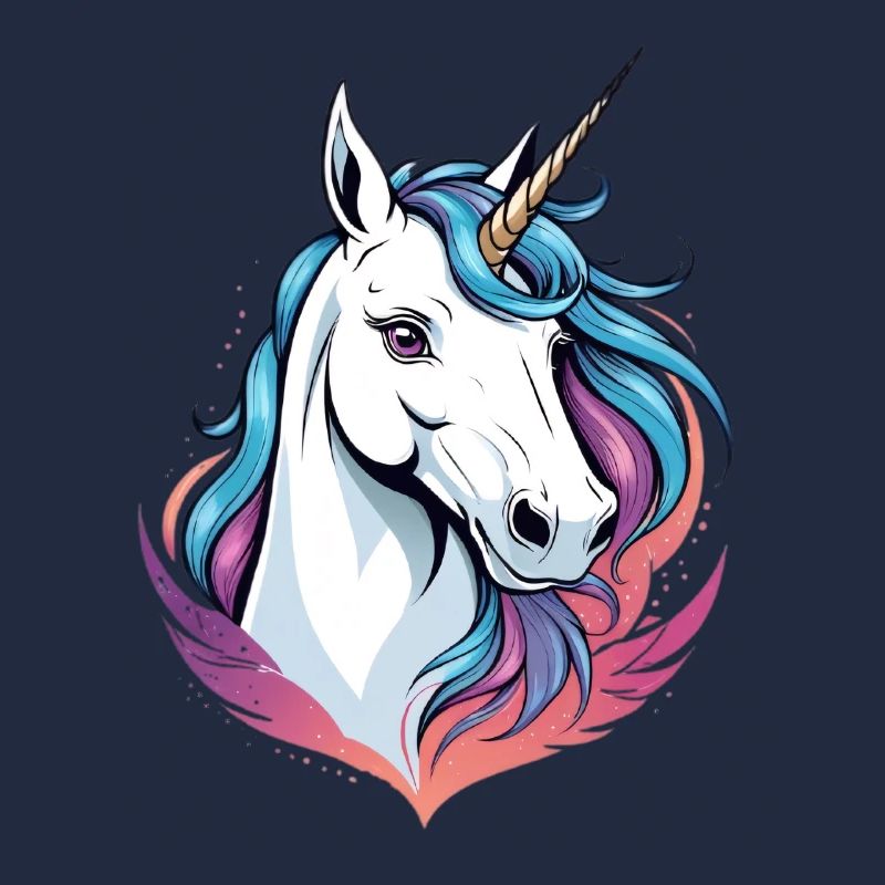 Magic unicorn head with colored mane