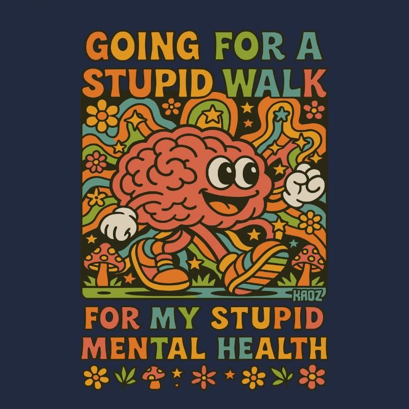 Stupid Walking Brain Retro Psychedelic 