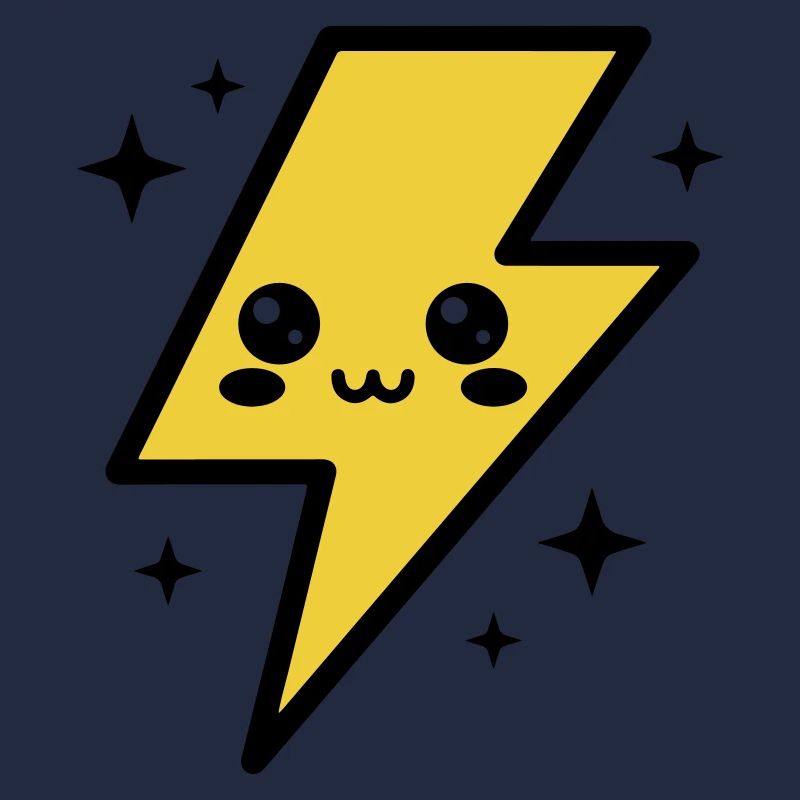 Éclair kawaii avec visage expressif