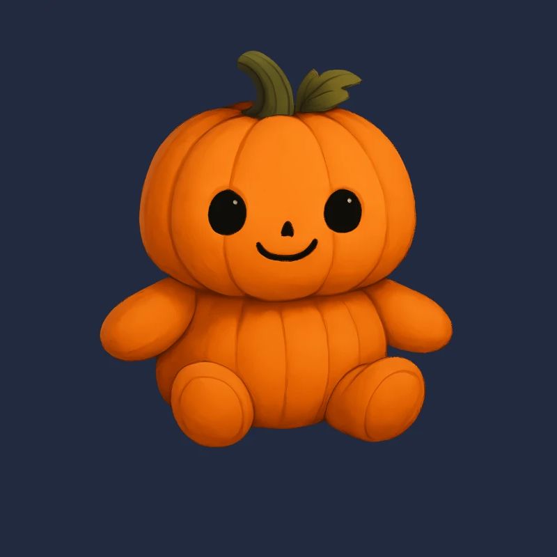 Cute pumpkin teddy bear friendly face