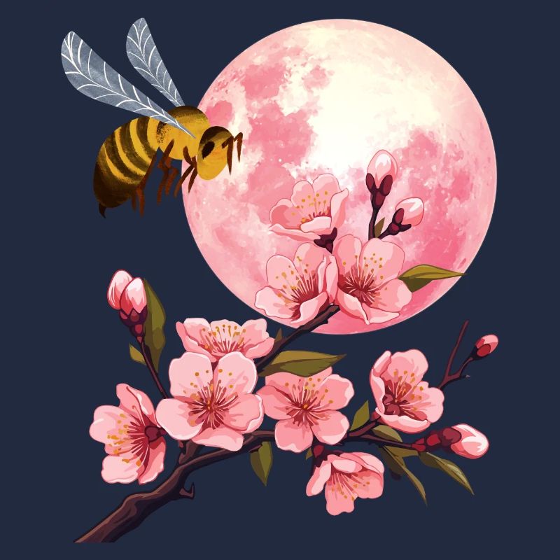 Lune et cerisier en fleurs