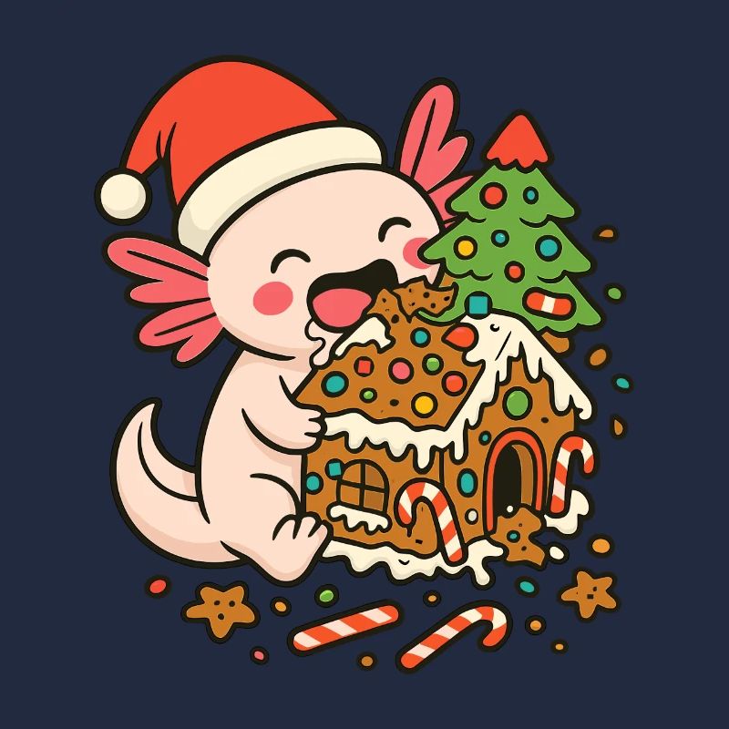 Weihnachts Axolotl – Lebkuchenhaus Design