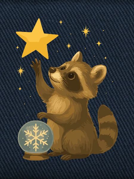 Weihnachts Waschbär mit Sternenzauber