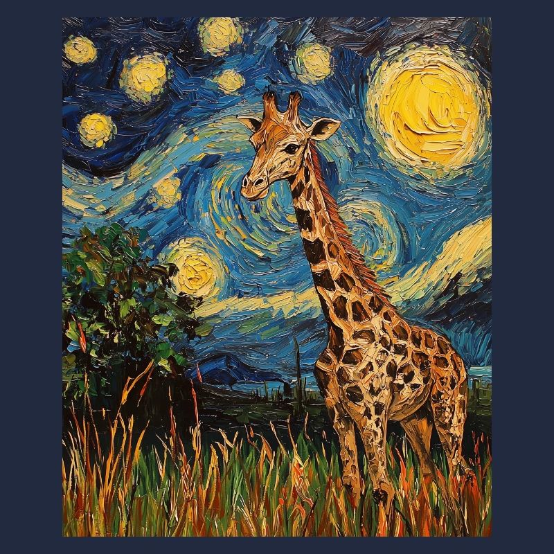 Giraffe Van Gogh Style Starry Night