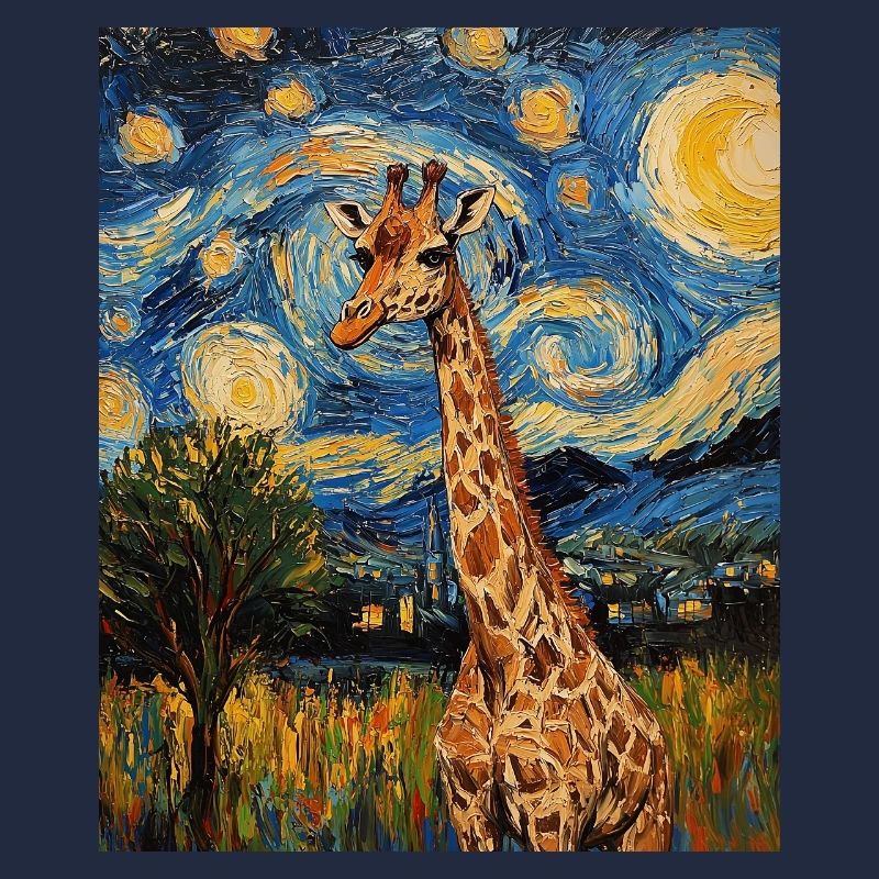 Giraffe Van Gogh Style Starry Night