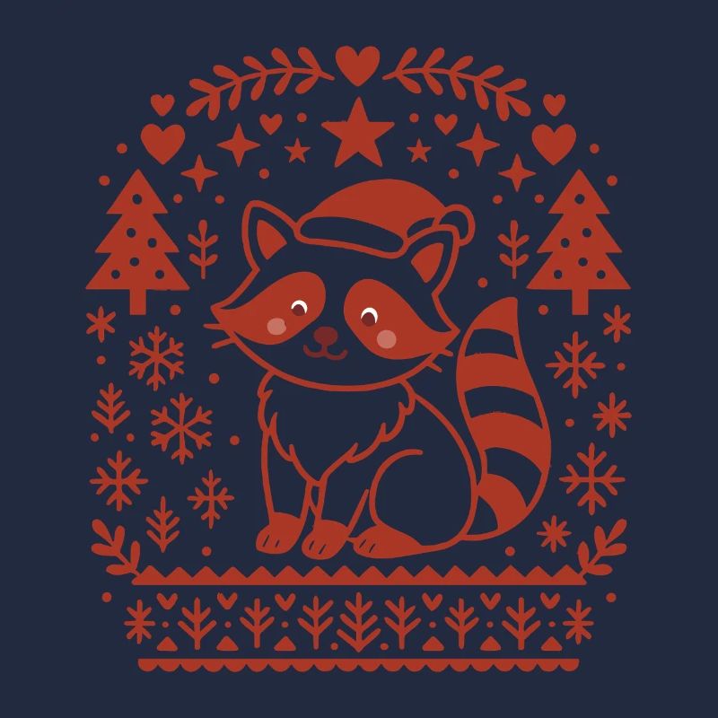 Christmas Raccoon Pattern Design