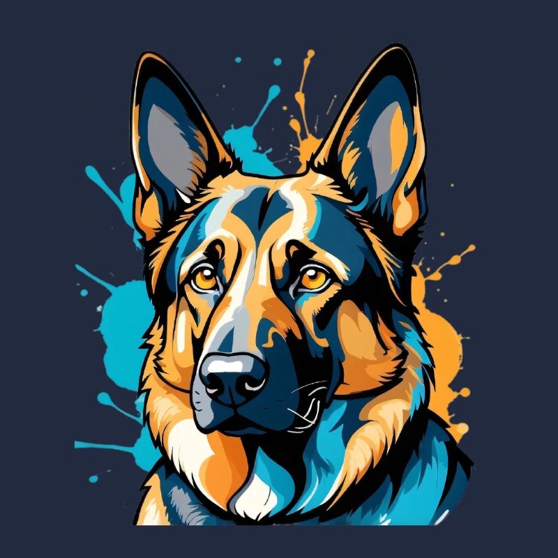 Lebendiger Schäferhund Farbexplosion