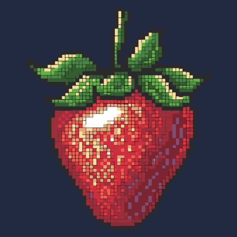 Erdbeere im Pixelstil