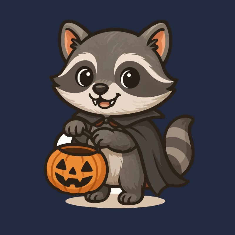 Waschbär mit Halloween-Korb