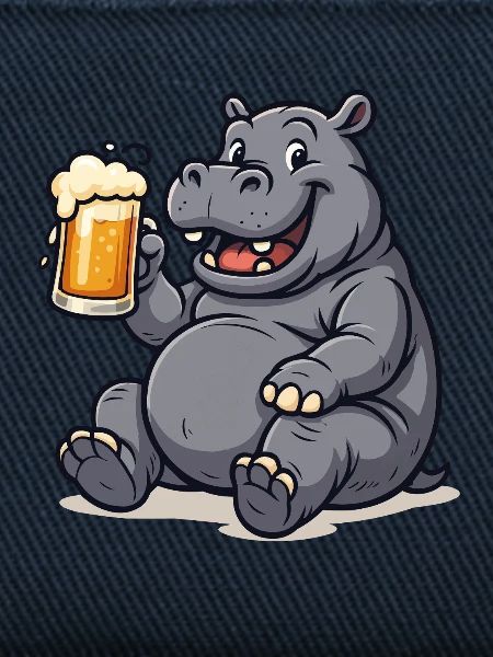 Nilpferd mit Pint Bierfreude