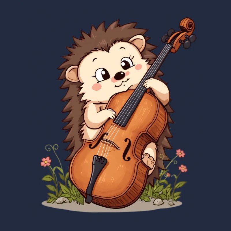 Hérisson violoncelle dans le jardin fleuri