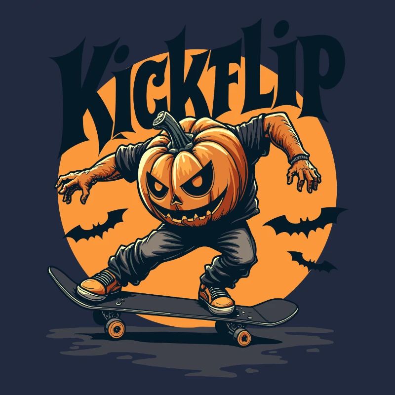 Kickflip Pumpkin Skateboarder Halloween 