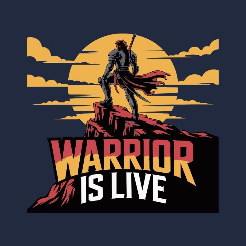 Warrior On Cliff Sunset