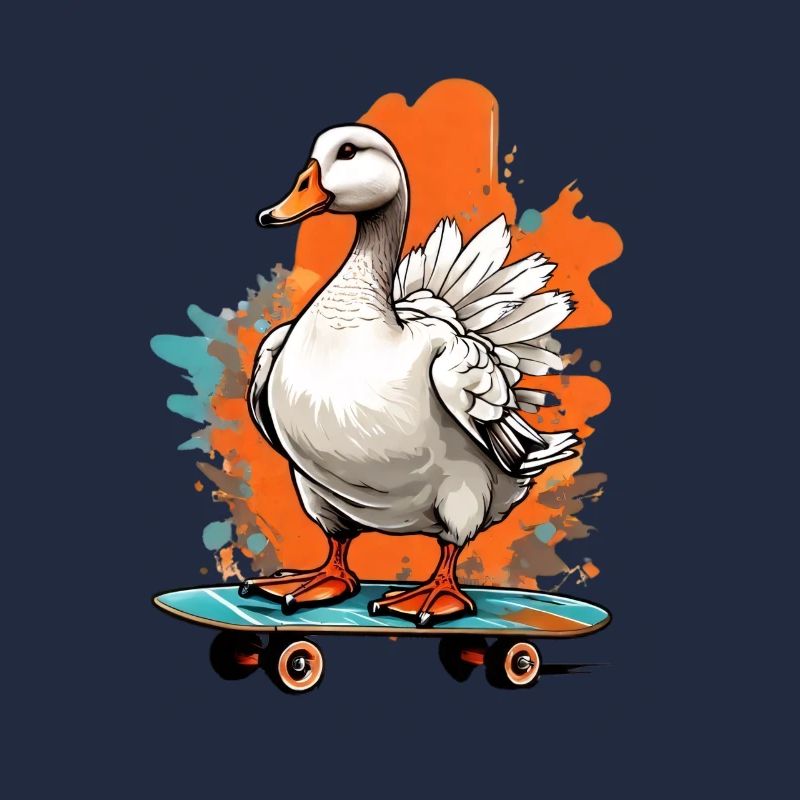 Ente auf Skateboard