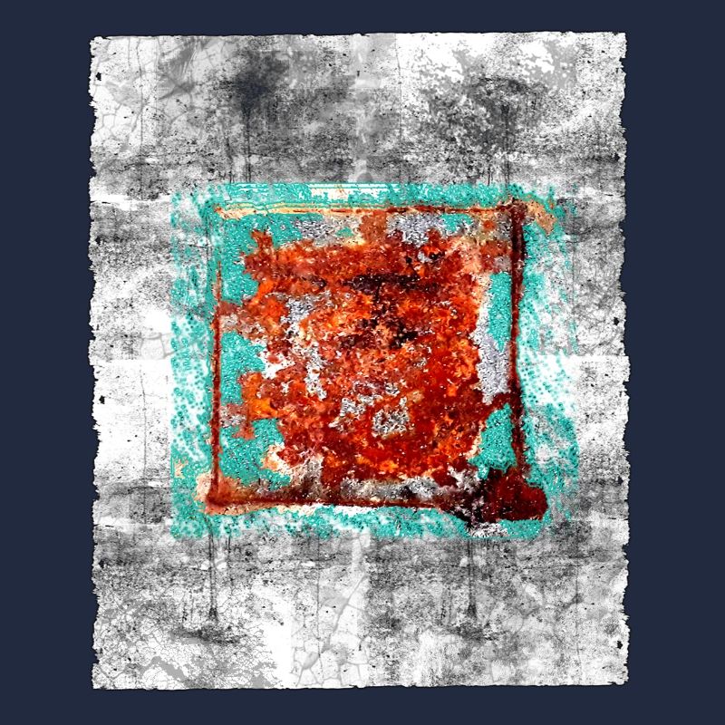 Rust square on grey texture