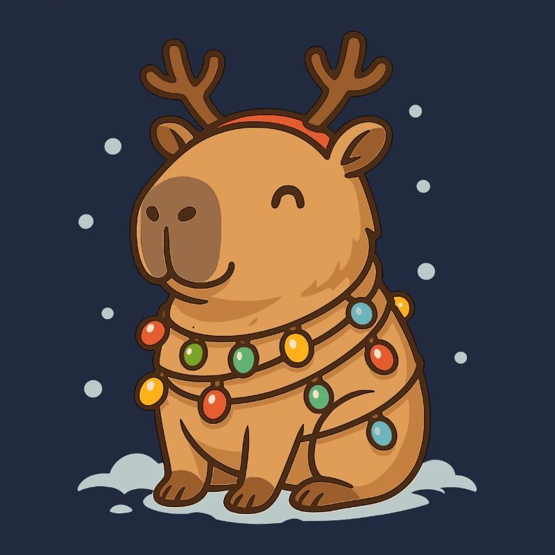 ✨ Rentier-Capybara mit Lichterkette 🎄