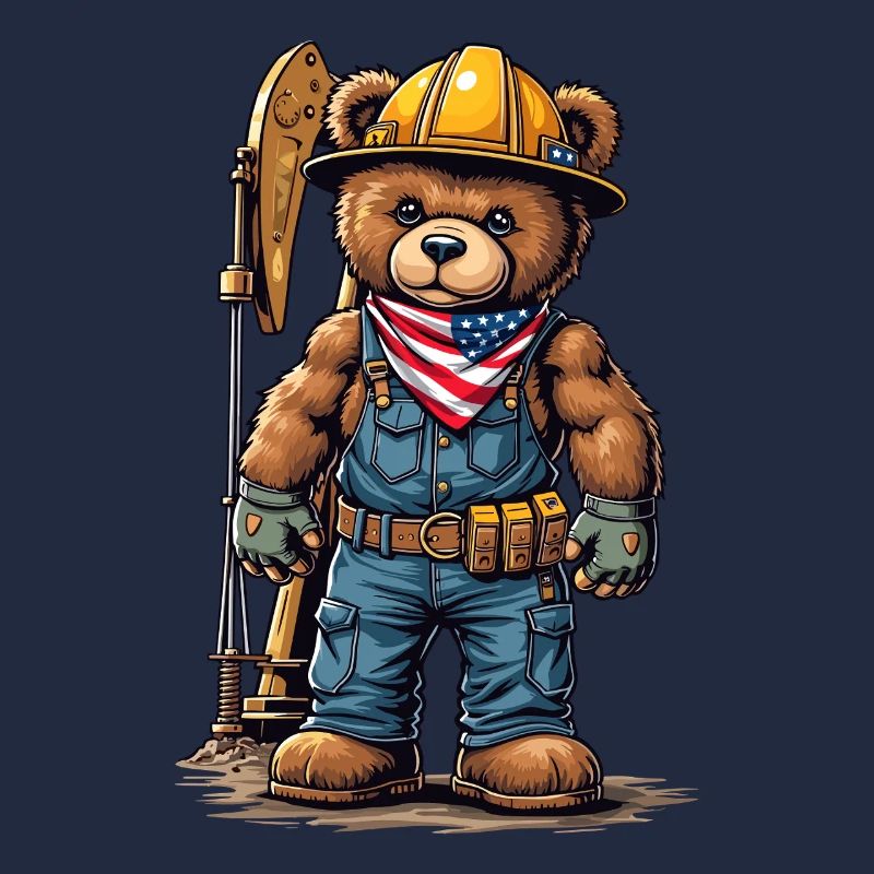 Construction worker bear with tool belt