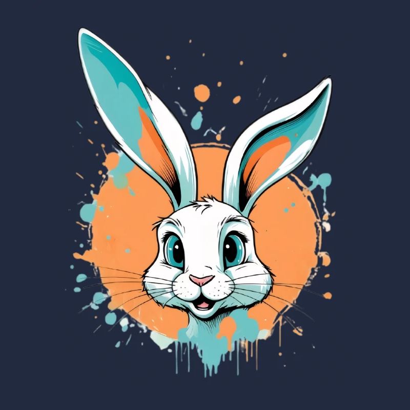 Rabbit head with paint splashes