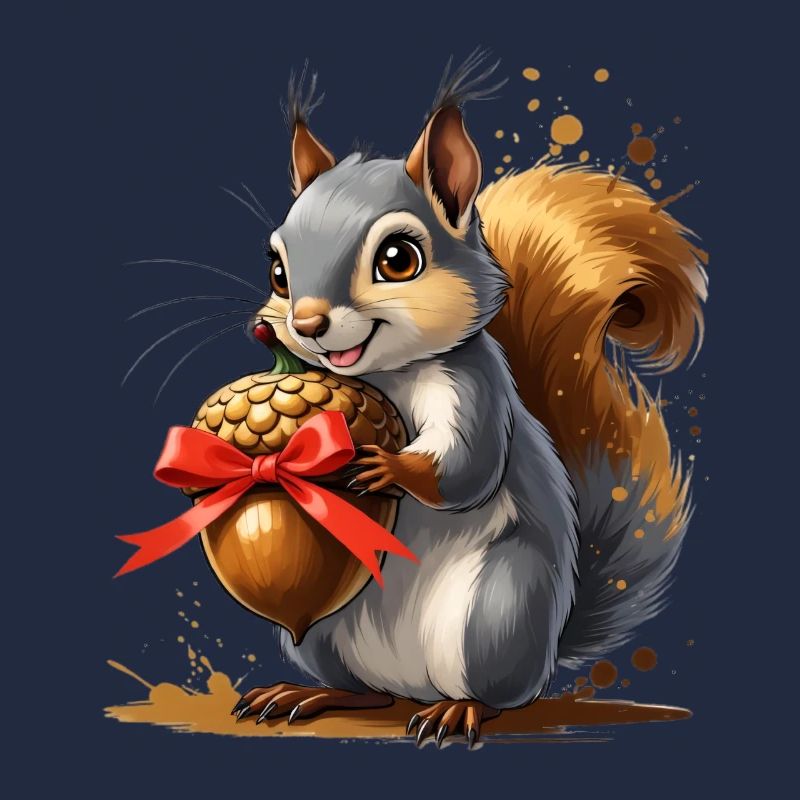 Eichhörnchen mit roter Eichel