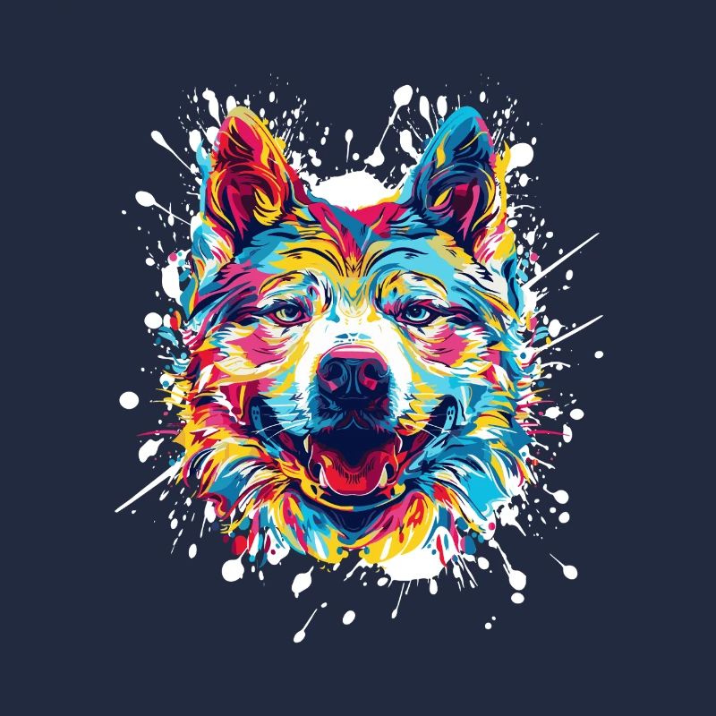 Portrait de chien coloré dans le style des éclaboussures