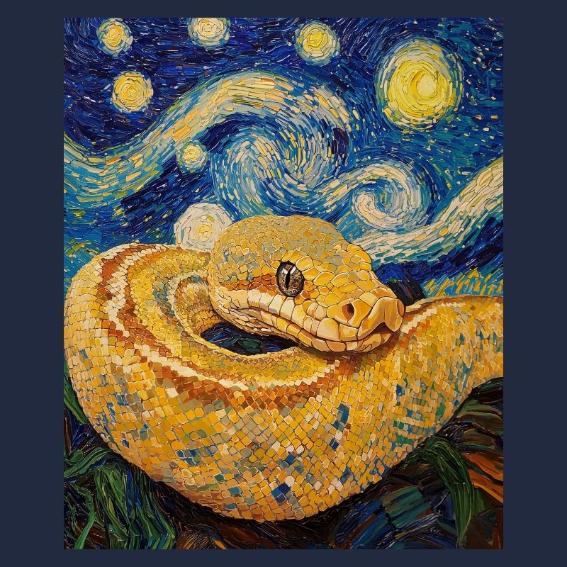 Serpent Python Style Van Gogh Nuit étoilée