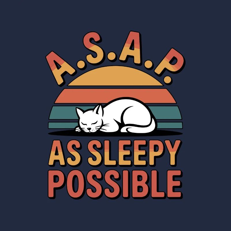 Asleep ASAP Cat Retro Sunset