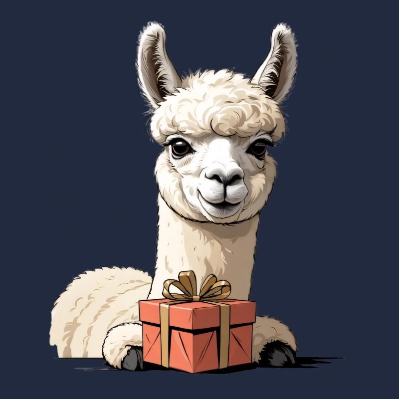 Alpaka mit Geschenkbox