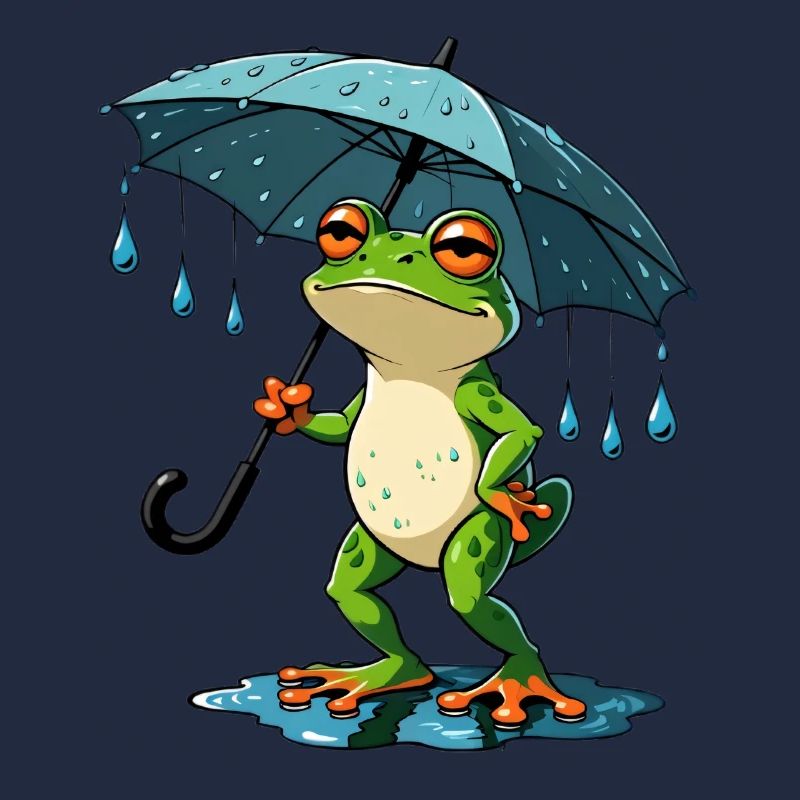 Regenfrosch mit Schirm