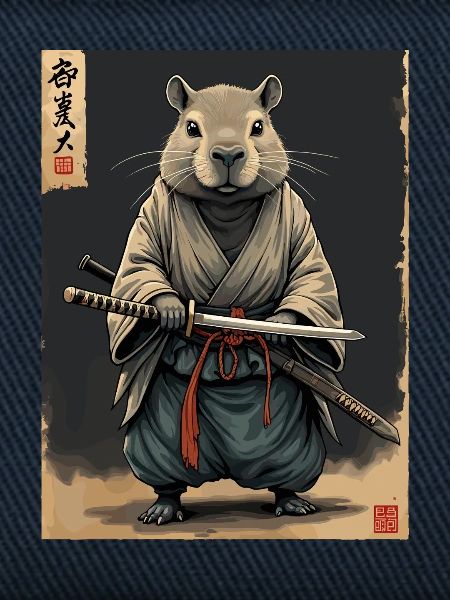 Cappibara-Samurai mit Katana