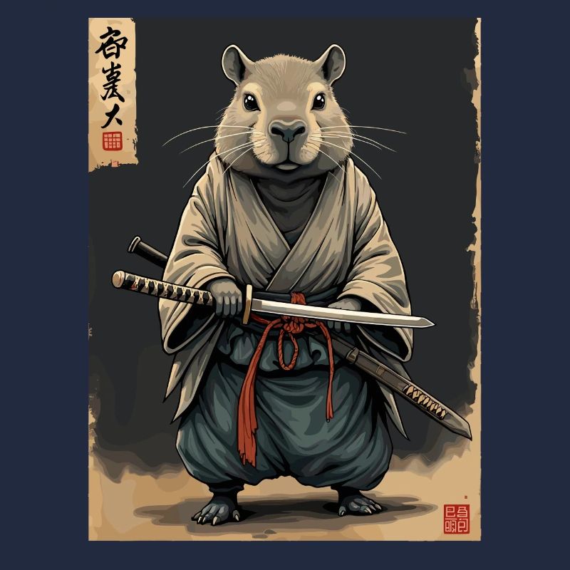 Cappibara-Samurai mit Katana