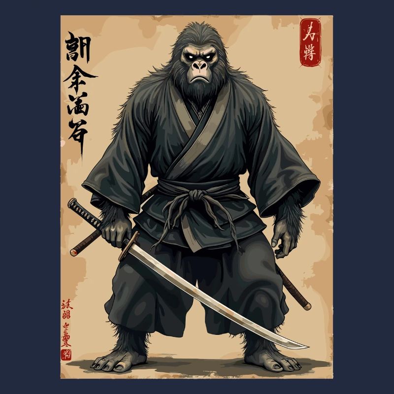 Gorilla Samurai mit Katana