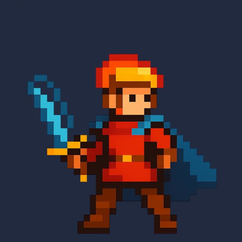 Chevalier Pixel avec épée et cape