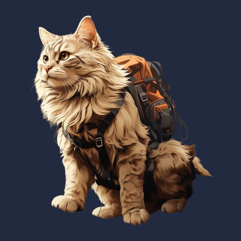 Chat d’aventure avec sac à dos