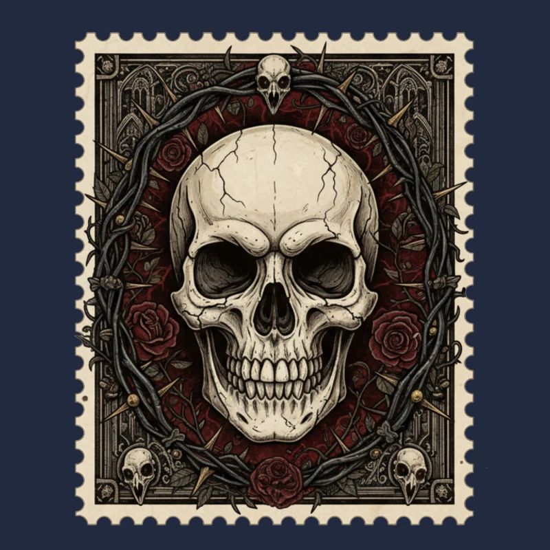 Totenschädel Krone aus Rosen Gothic Kunst