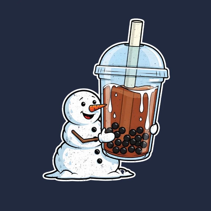 Schneemann und Bubble Tea Becher