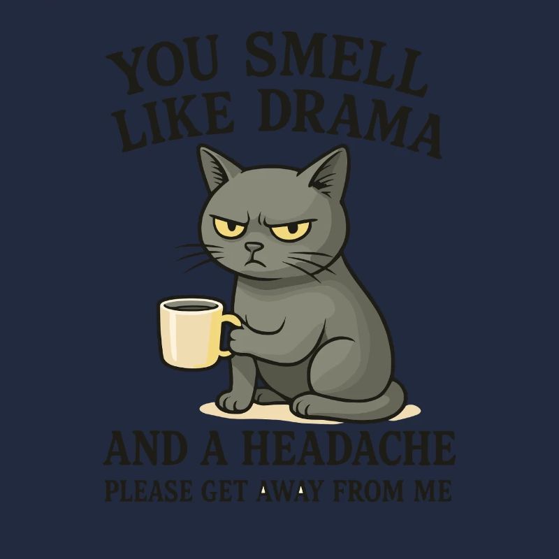 Grim Cat with Coffee Saying