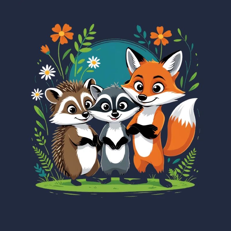 Waldfreunde Trio Fuchs Igel Waschbär