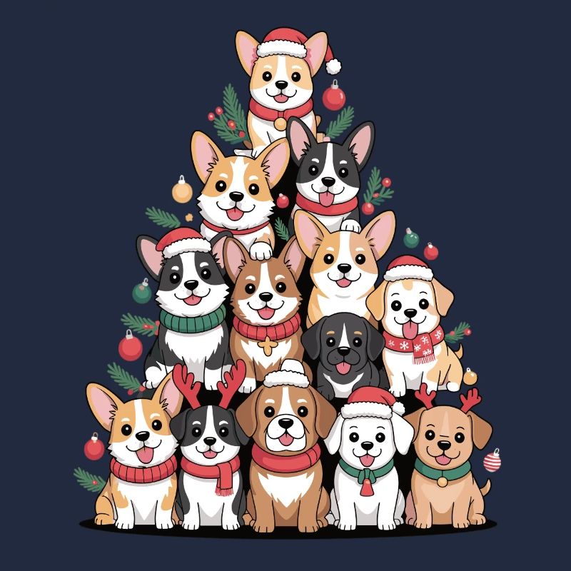 Pyramide de chien de Noël – Drôle de look de Noël