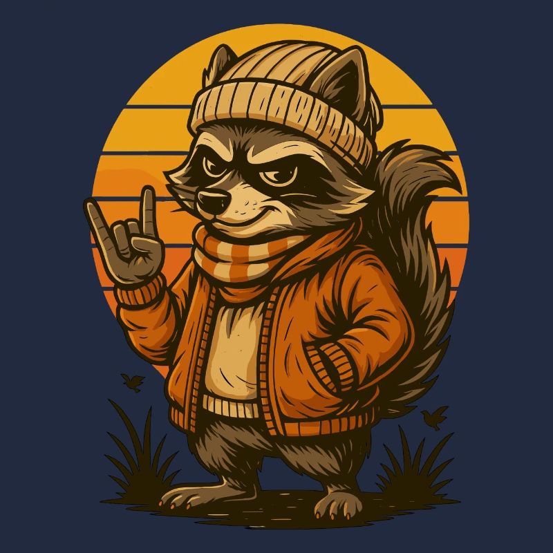 Cooler Waschbär Retro Style