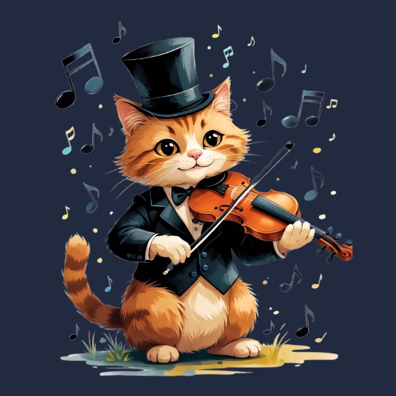 Katzenviolinist im Zylinder