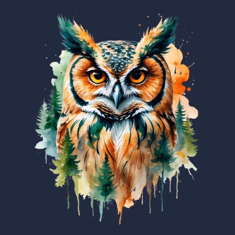 Wasserfarbene Eule im Walddesign