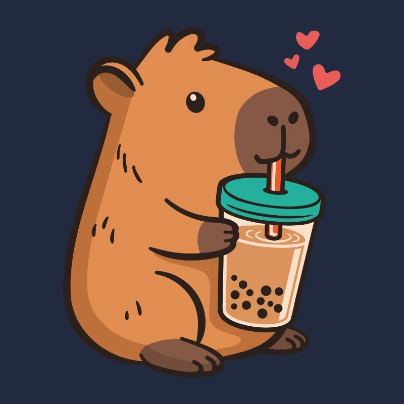 Capybara Bubble Tea Kawaii Boba Tee Milchtee