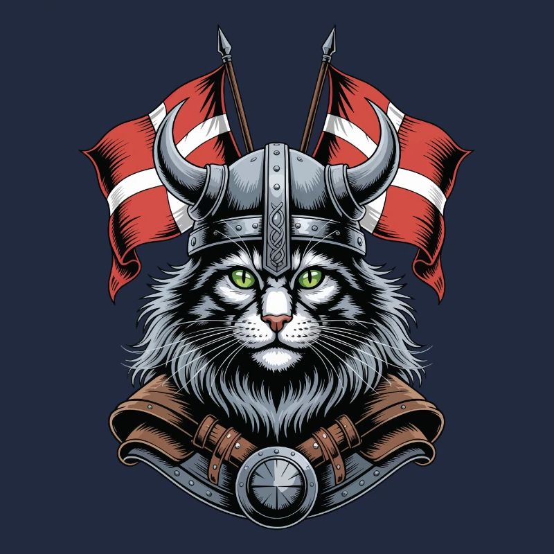 Viking Cat with Helmet